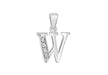 Sterling Silver Zirconia  10.7mm x 17.6mm 'W' Initial Pendant