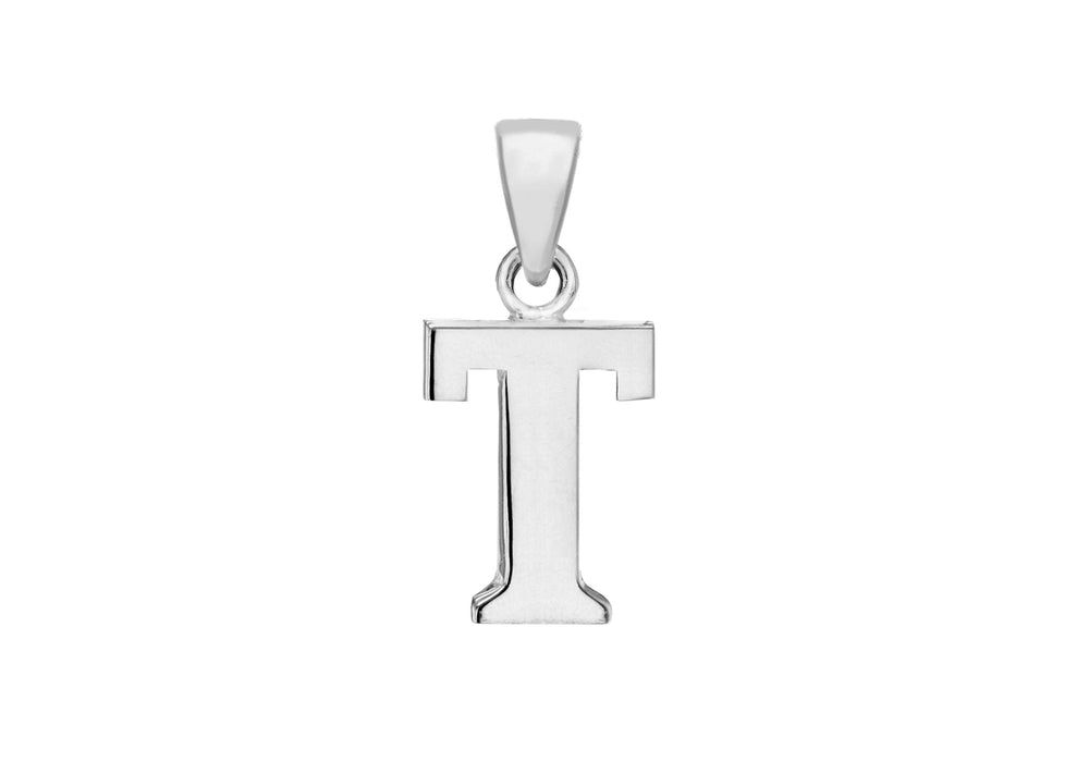 Sterling Silver 9.6mm x 20.4mm 'T' Initial Pendant