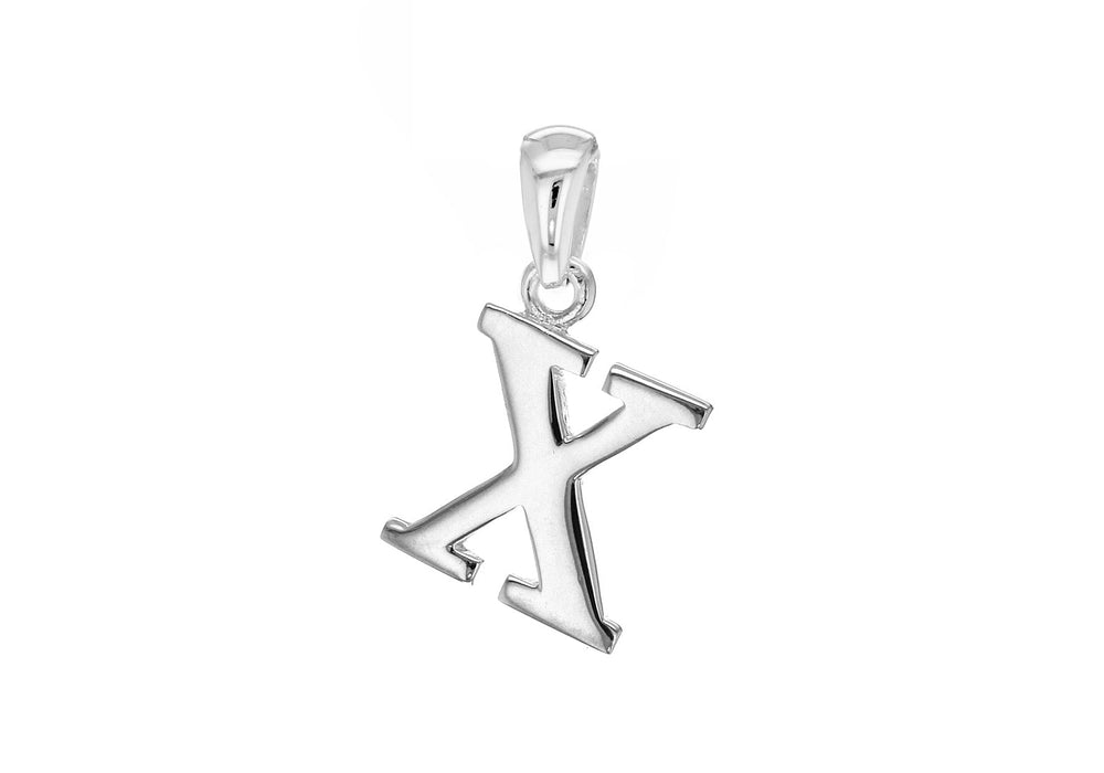 Sterling Silver 12mm x 19.7mm 'X' Initial Pendant