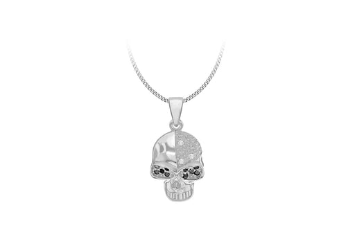 Sterling Silver Black & White Stone Set Skull Pendant