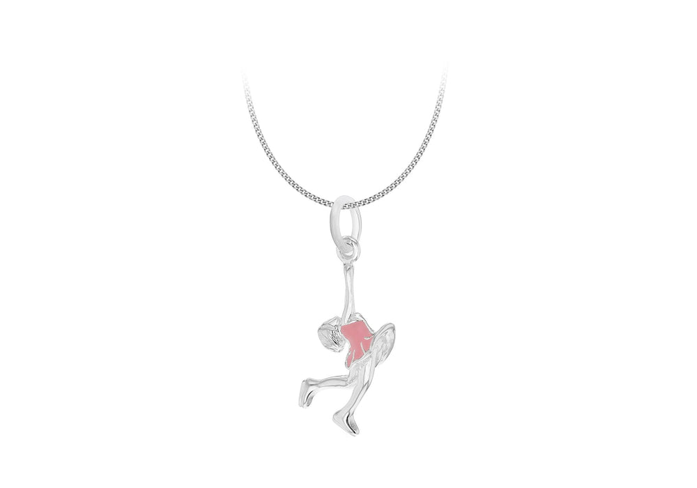 Sterling Silver Pink Enamel Layback Spin Pendant