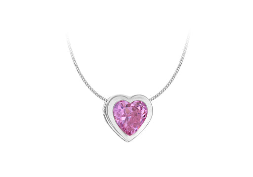 SILVER PINK Zirconia  HEART Pendant