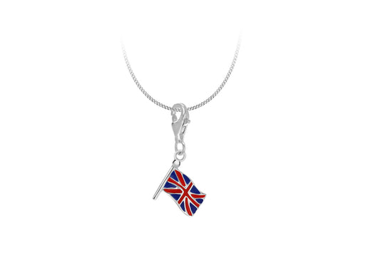 Sterling Silver 10.7mm x 23.3mm British Flag Lobster-Clasp Charm