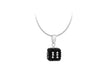 Sterling Silver Black and White Crystal 10mm x 19.4mm Die Pendant