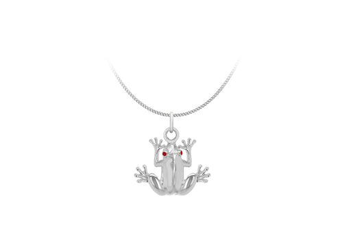 Sterling Silver 18.3mm x 22.5mm Red-Eyed Frog Pendant