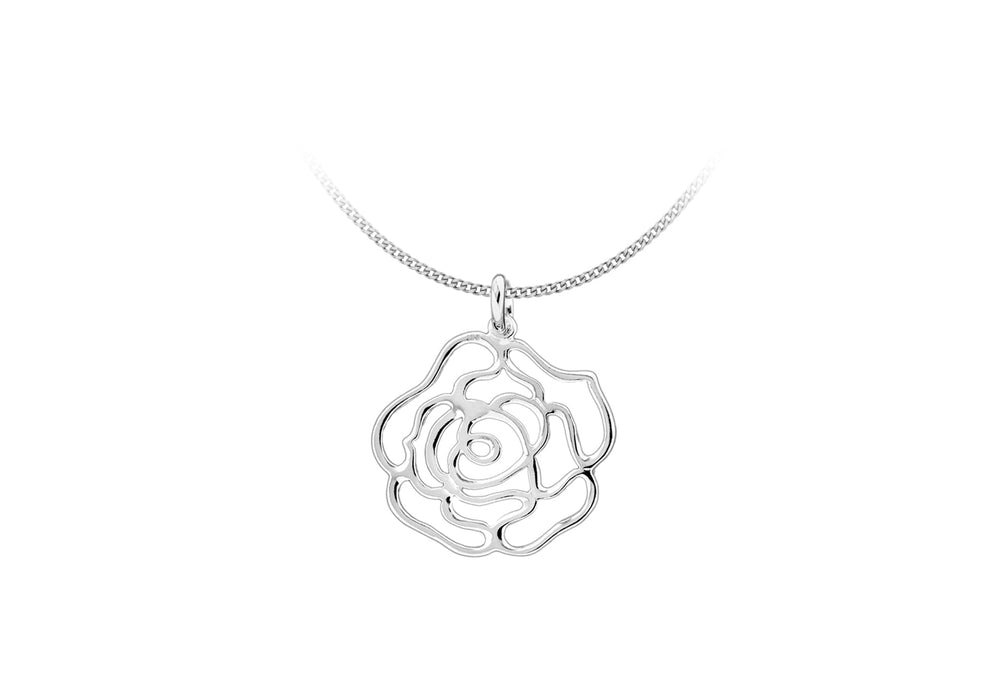 Sterling Silver Flat CutoCut Rose Pendant