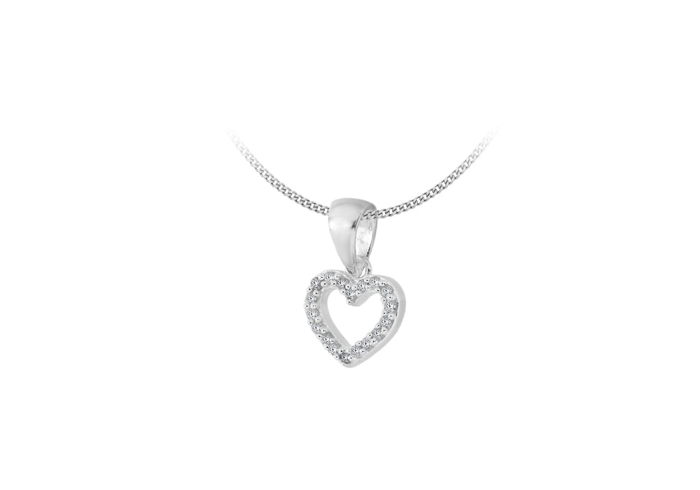 Sterling Silver 0.10ct Diamond Heart Pendant