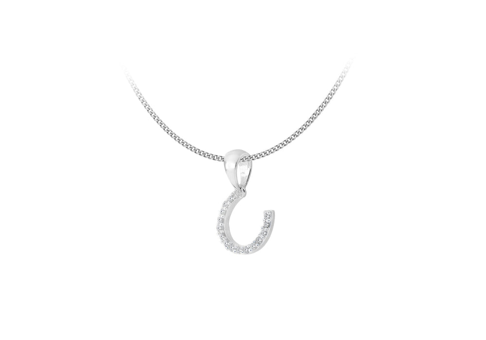 Sterling Silver 0.10ct Diamond Horseshoe Pendant