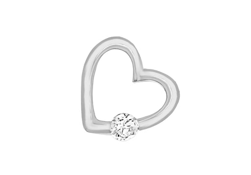 Sterling Silver Zirconia  14mm x 13mm Floating Heart Pendant