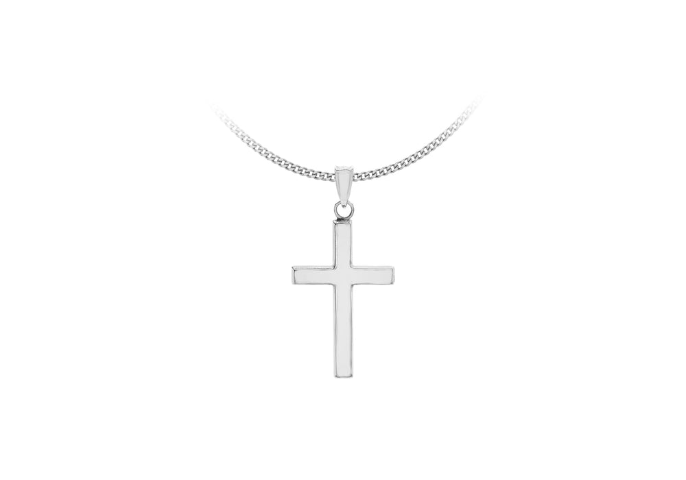 Sterling Silver 13.7mm x 26.3mm Plain Cross Pendant