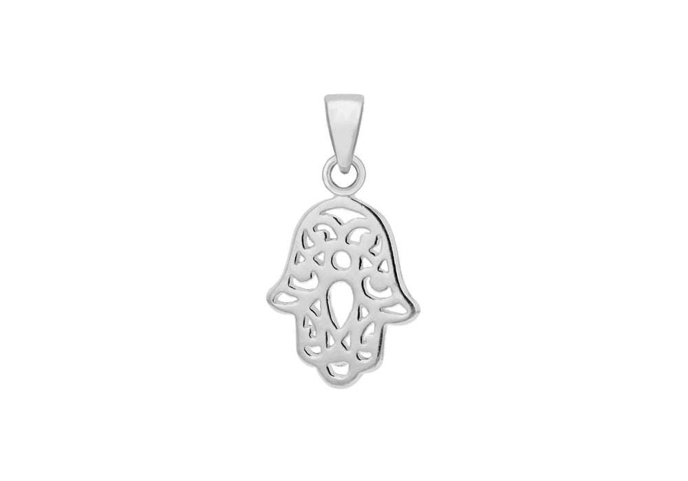 Sterling Silver 12.3mm x 23mm CutoCut Hamsa Hand Pendant