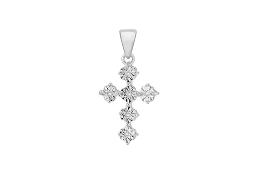 Sterling Silver Zirconia  Stone Set Fancy  Cross Pendant