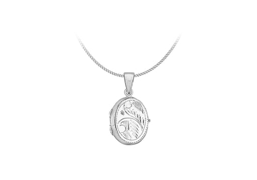 Sterling Silver 7mm x 28mm Small Engraved Oval Locket