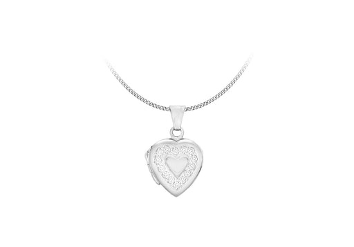 Sterling Silver Zirconia  16mm x 26mm Heart Locket Pendant