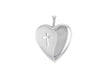 Sterling Silver Etched  Cross Satin Polished Oval Locket