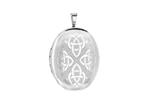 Sterling Silver Etched  elti Detail Oval Locket