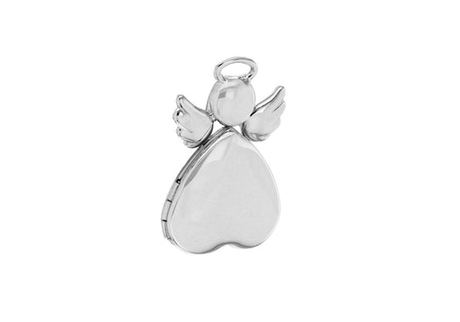 Sterling Silver 16mm Polished Heart Angel Locket