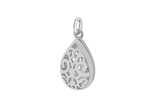 Sterling Silver Rhodium Plated 10mm x 20mm Filigree Locket Pendant