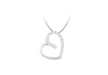 Sterling Silver Zirconia Half Polished Heart Slider Pendant