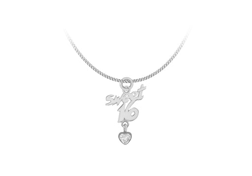 Sterling Silver Zirconia  11mm x 21.2mm 'Sweet 16' Pendant