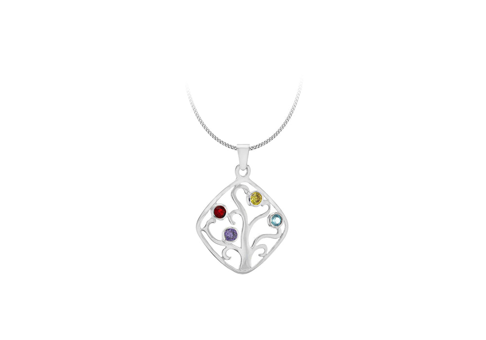 Sterling Silver Tree Zirconia Pendant 