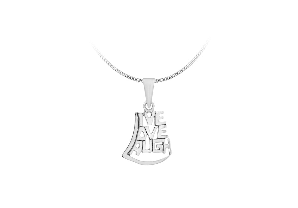 Sterling Silver 14mm x 23.5mm 'Live, Love, Laugh' Pendant