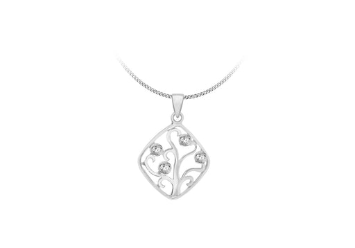 Sterling Silver Zirconia  22.4mm x 30.7mm 'Tree of Life' Pendant