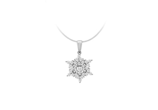 Sterling Silver Rhodium Plated Zirconia  16.4mm x 23.3mm Snowflake Pendant