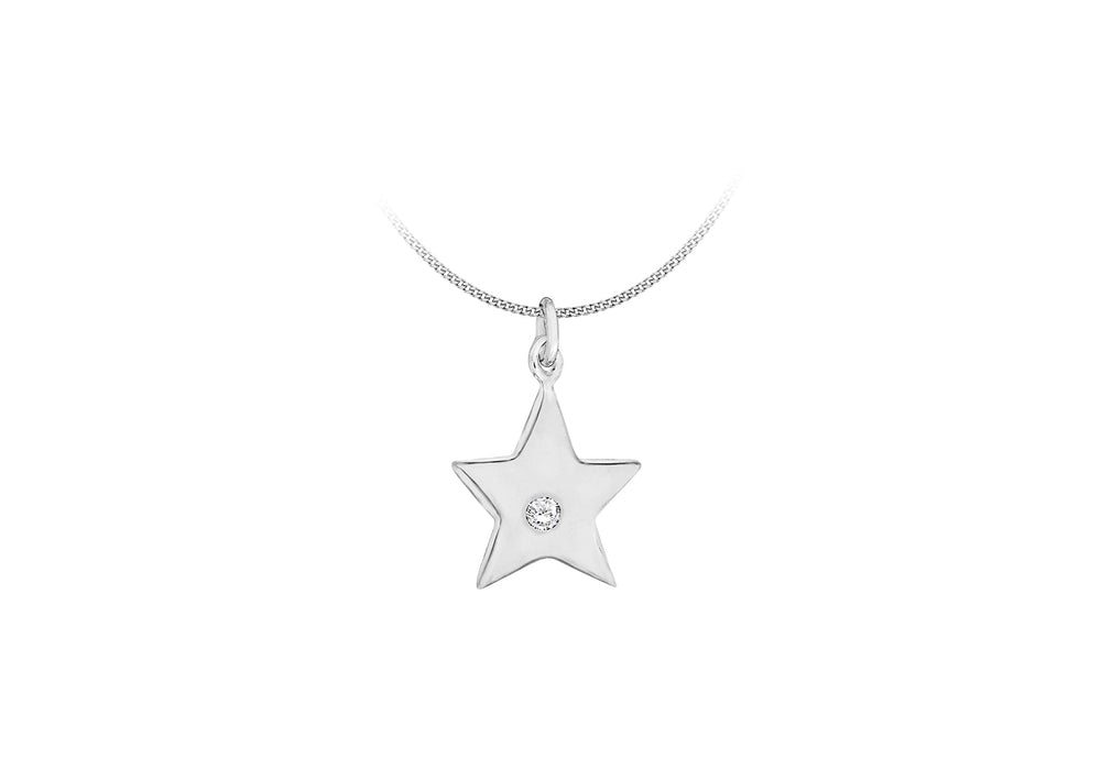 SILVER Zirconia  SET STAR Pendant