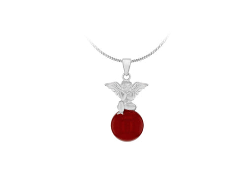 Sterling Silver Red Ball Cherub Pendant