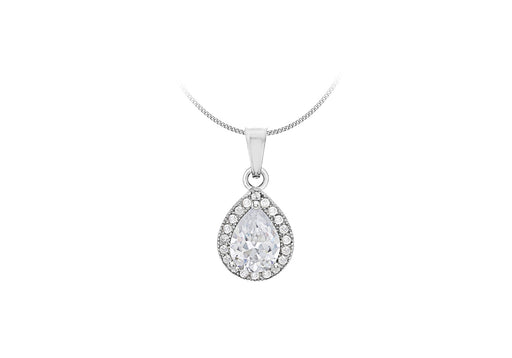 Sterling Silver Zirconia  Stone Set Teardrop Pendant