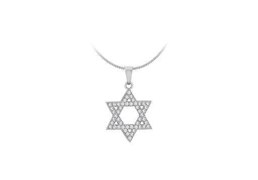 Sterling Silver Rhodium Zirconia Star of David Pendant