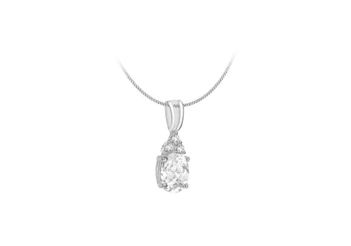 SILVER WHITE Zirconia  OVAL Pendant