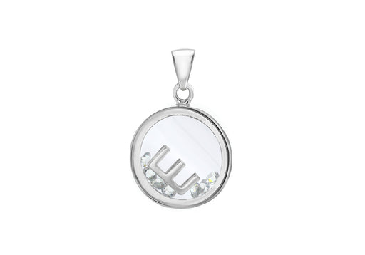 Sterling Silver Zirconia 'E' Initial Floating Case Pendant