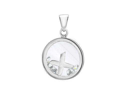 Sterling Silver Zirconia 'X' Initial Floating Case Pendant