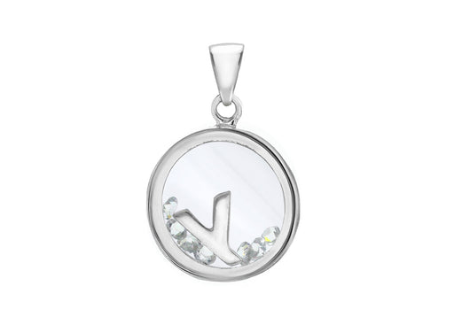 Sterling Silver Zirconia 'Y' Initial Floating Case Pendant