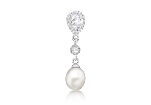 Sterling Silver Zirconia  and Fresh Water Pearl Slider Pendant