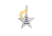 Sterling Silver 2-Tone 21mm x 28.5mm 'Tu es mon etoile' Star and Moon Pendant