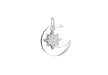 Sterling Silver Zirconia  10.7mm x 107mm Star and 15.6mm x 21mm Plain Moon Pendant