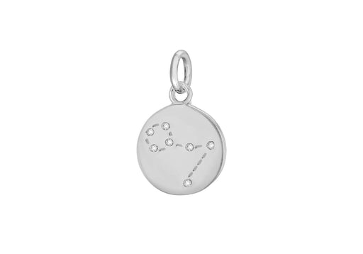 Sterling Silver Zirconia  12mm x 18.5mm Pises Constellation  Disc Pendant