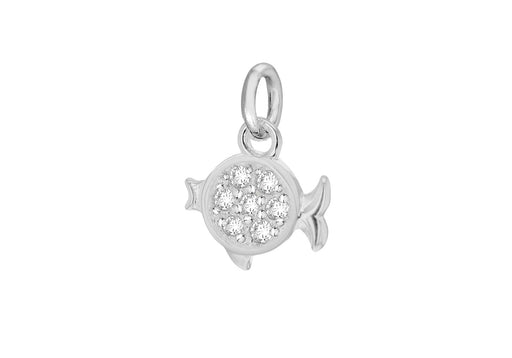 Sterling Silver Zirconia  10mm x 13.5mm Pises Horoscop Pendant