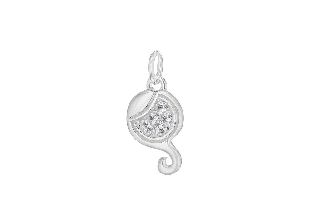 Sterling Silver Zirconia  8.6mm x 18mm Virgo Horoscop Pendant