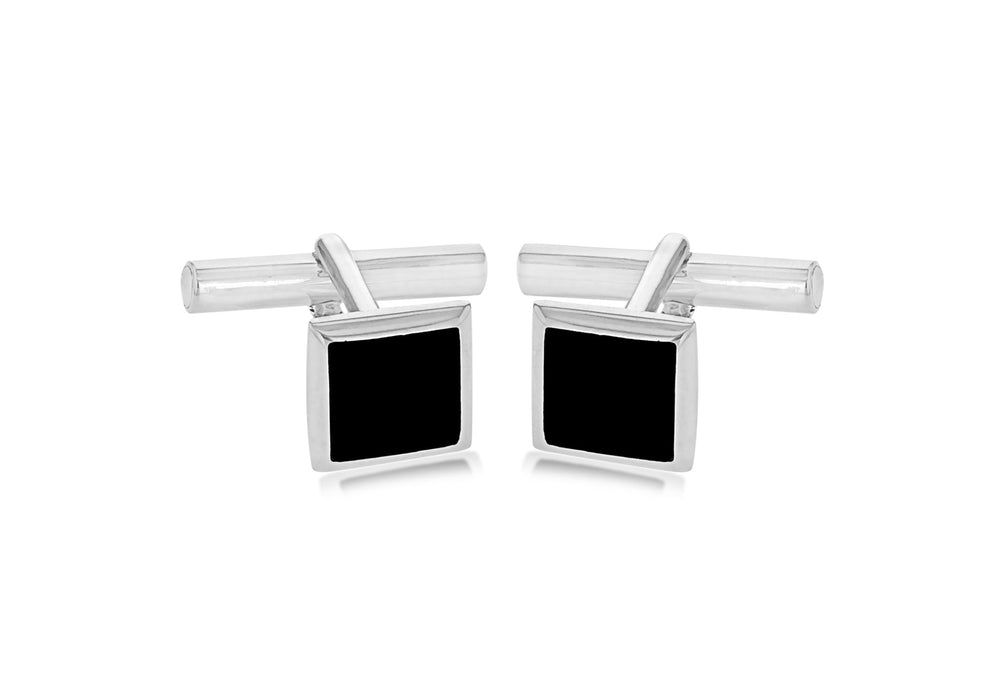 SILVER SQUARE ONYX UFFLINK9