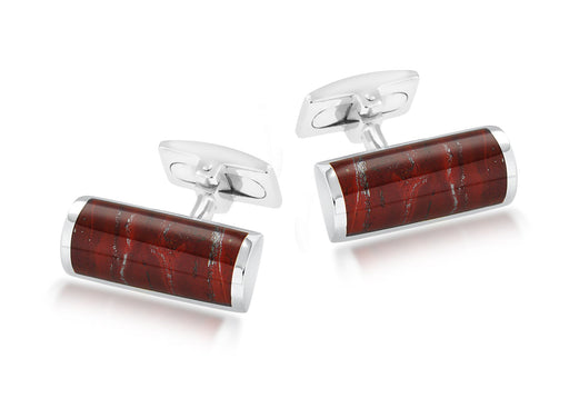 Sterling Silver Red Jasper Cufflinks 