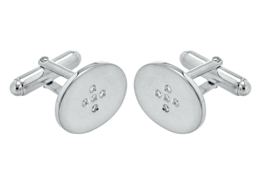 SILVER WHITE Zirconia  OVAL Cufflinks