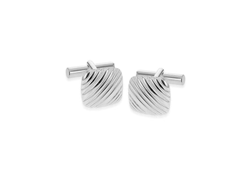Sterling Silver 15mm x 15mm Ribbed Square Cufflinks