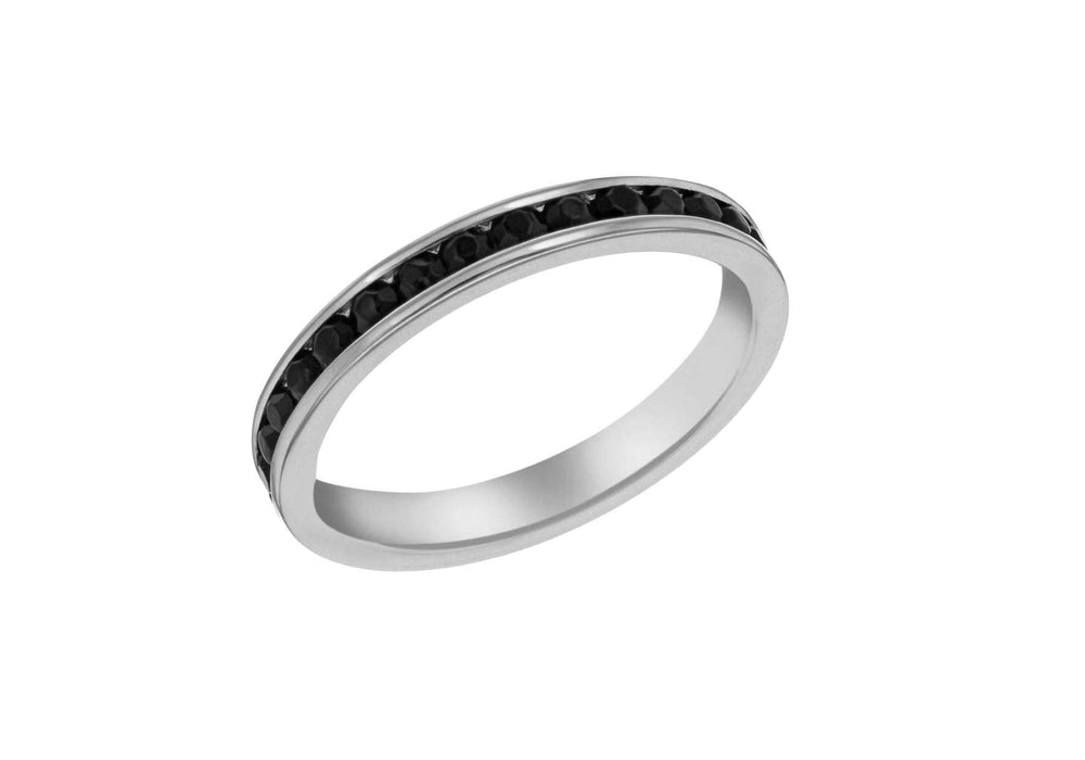 SILVER Black Crystal ET S Ring