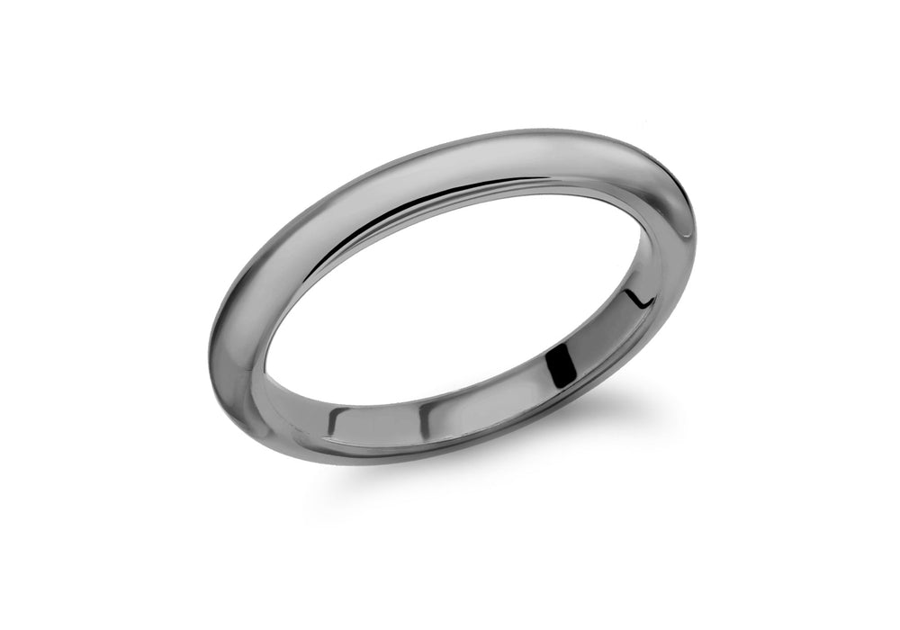 Sterling Silver Black Rhodium Plated 3mm Band Stacking Ring