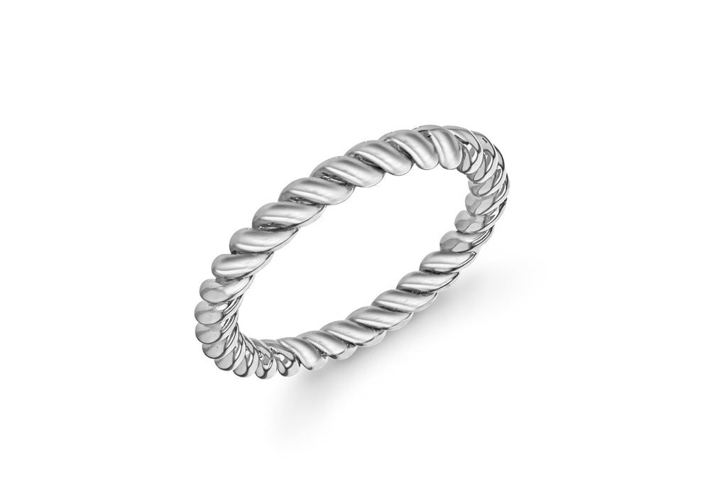 Sterling Silver Black Rhodium Plated 3mm Twist Band Stacking Ring