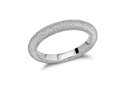 Sterling Silver Rhodium Plated 3mm Textured Band Stacking Ring